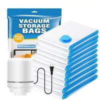 Vacuum Bag with Electric Pump, 10pcs Multi Size Vacuum Storage Bags with Electric pump, Space Saver Vacuum Seal Bags for Clot...