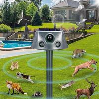 Ultrasonic Solar Animal Repeller for Yard, 6 Modes Outdoor Cat Repellent Squirrel Repellent with Motion Sensor & Flashing Lig...