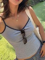 Women's Striped Print Cami Top, Casual Sleeveless Spaghetti Strap Top for Summer, Fashion Women's Top for Daily Wear