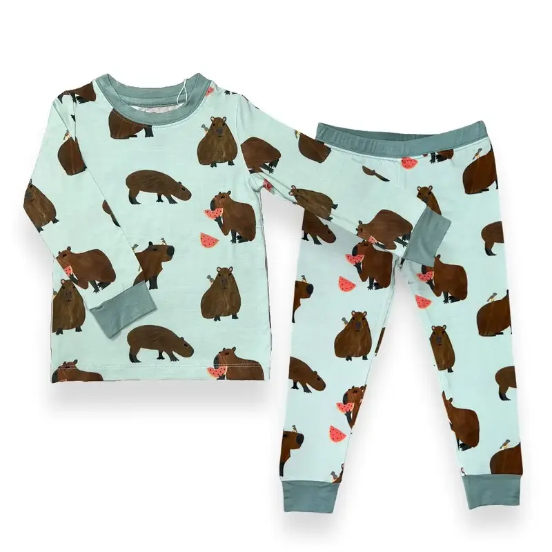 Capybara Two-Piece Pajamas Ultra-Soft Viscose from Bamboo Blend Sleepwear by Jungle Jams
