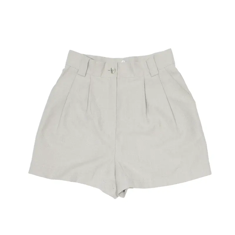 Pleated Chino Shorts Grey Regular Womens XS W26