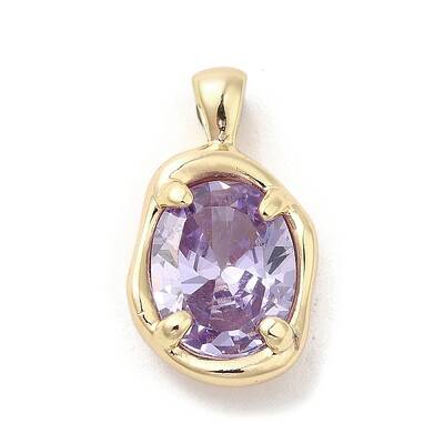 Golden Brass Micro Pave Cubic Zirconia Pendants