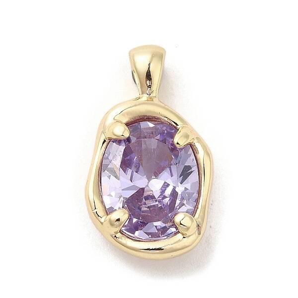 Golden Brass Micro Pave Cubic Zirconia Pendants