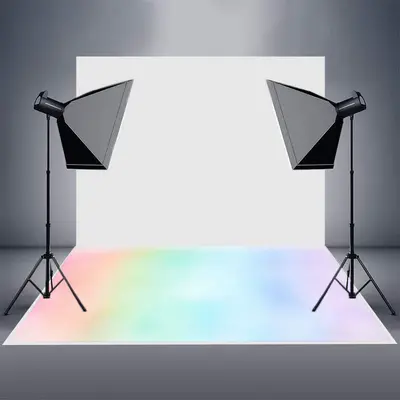 Light Rainbow Gradient Bokeh Photo Rubber Floor Mat - Aperturee