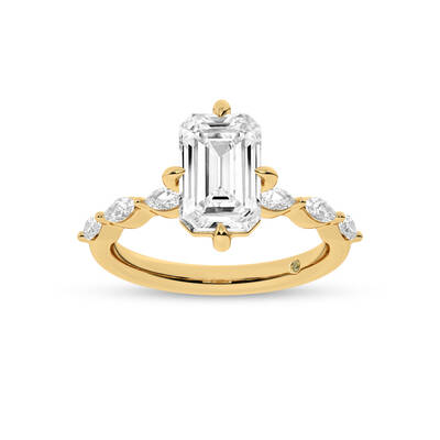 Cabo Emerald Cut Lab Grown Diamond Engagement Ring | 14K Yellow Gold 3 5/8 CT. TW.