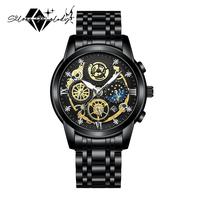 SilverMelody Men's Wrist Watch, Steampunk Retro Watch, Stainless Steel Skeleton Quartz Watch with Luminous Hands