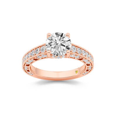 Myrra Vintage Inspired Pavé Set Round Lab Grown Diamond Engagement Ring | 14K Rose Gold 2 3/8 CT. TW.