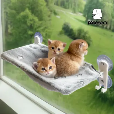 【Sunbathing Hammock】Pomesea Cat Window Perch for Large Cats,Glow in The Dark,Window Hammock with Hook Design Double-Sided...