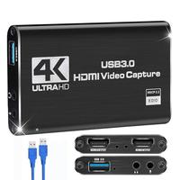 Capture Card, Audio Video Capture Card with Microphone 4K HDMI Loop-Out, 1080p 60fps Video Recorder for Gaming/Live Streaming...