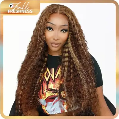 BGMgirl Brown Highlight Deep Wave 6*4 Wear Go 180% Density Glueless Pre Plucked Pre Cut Lace Closure Human Hair Wig TikTokSho...