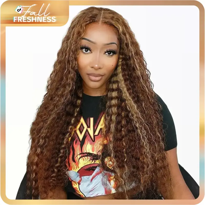 BGMgirl Brown Highlight Deep Wave 6*4 Wear Go 180% Density Glueless Pre Plucked Pre Cut Lace Closure Human Hair Wig TikTokSho...