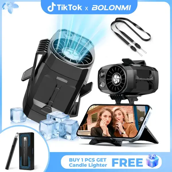 【BOLONMI】 6-in-1 Portable Waist Fan with 4-Speed Ultra-Strong Airflow, Rechargeable Personal Fan with LED Flashlight & Fo...
