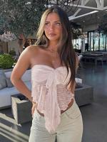 Women's Floral Pattern Tie Front Tube Top, Casual Sleeveless Strapless Top for Summer, Fashion  Minimalist Women's Top for Da...