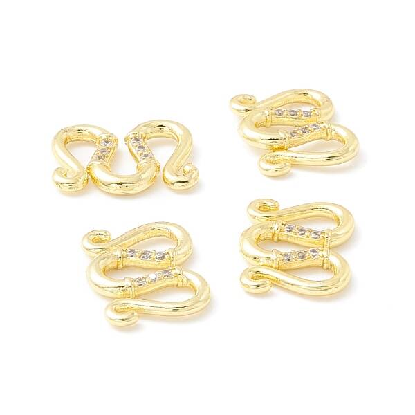 Brass Clear Cubic Zirconia S-Hook Clasps