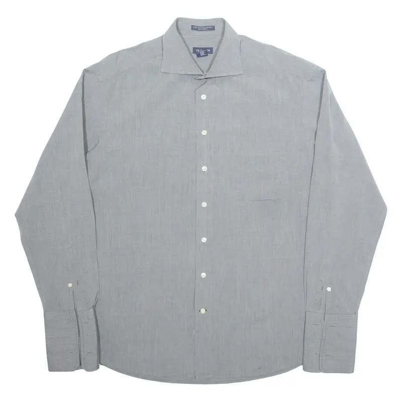 GANT Mens Formal Shirt Grey Long Sleeve 2XL