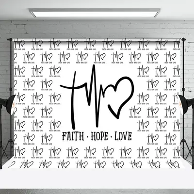 White Faith Hope Love Electrocardiogram Backdrop