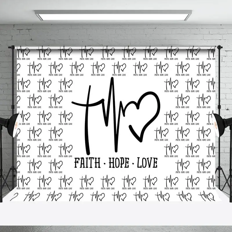 White Faith Hope Love Electrocardiogram Backdrop