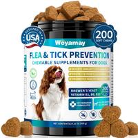 Woyamay Coat Health Omega-3 Flea & Tick &  Dog Chews – Natural Control with Neem, Brewers Yeast & Coconut Oil – Chicken F...