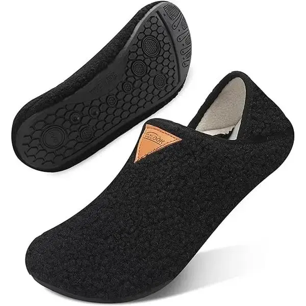 Black Friday Women's Warm Winter Indoor Slippers, Solid Color Non-Slip Plush Slippers for Office, Soft Bedroom Slippers
