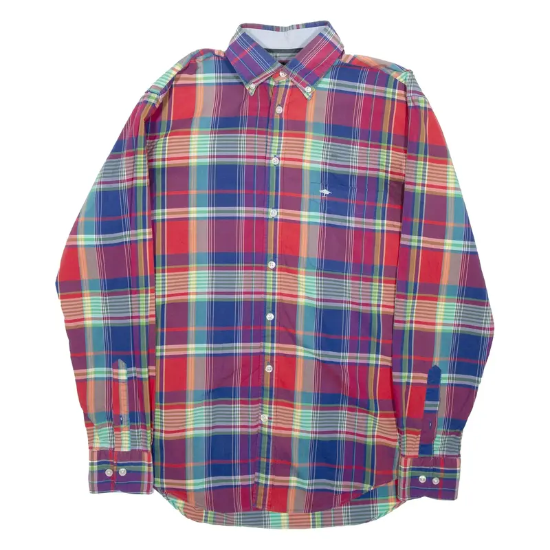 FYNCH-HATTON Mens Shirt Red Check Long Sleeve M