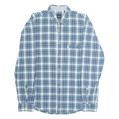 HUGO BOSS Slim Fit Mens Shirt Blue Plaid Long Sleeve M
