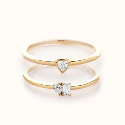 Diamond Duo Stack - Yellow Gold