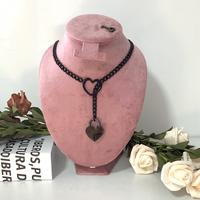 Heart Lock slip chain necklace heart O-ring, Punk Rock Cuba long necklace