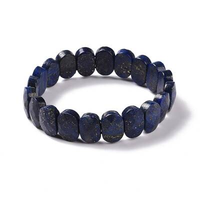 Natural Lapis Lazuli Oval Beaded Stretch Bracelet