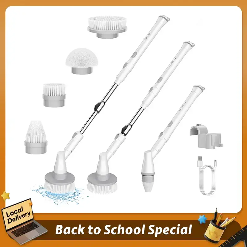 Electric Spin Scrubber, Cordless Shower Scrubber Full-Body IPX7 Waterproof, Electric Cleaning Brush with 4 Replaceable Brush ...