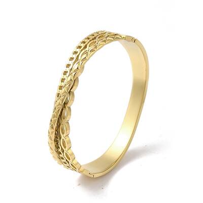 Cross 304 Stainless Steel Hollow Hinged Bangles for Women