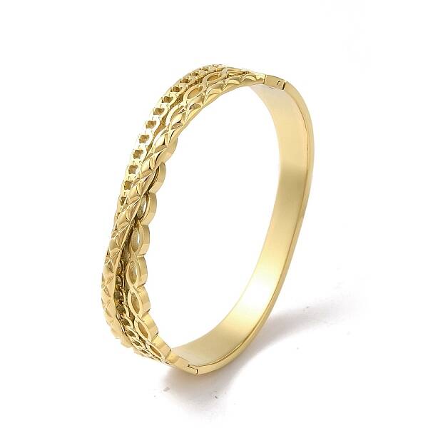 Cross 304 Stainless Steel Hollow Hinged Bangles for Women