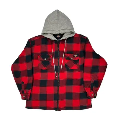Dickies Checked Jacket - Large Red Cotton