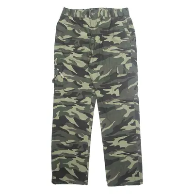 Camo Cargo Mens Trousers Green Regular Straight W30 L29