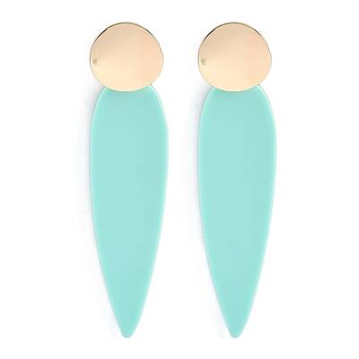 Brass Resin Teardrop Stud Earrings for Women