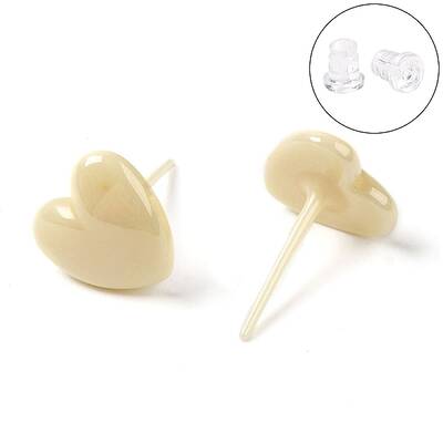 Hypoallergenic Bioceramics Zirconia Ceramic Heart Stud Earrings