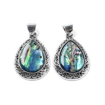 Natural Paua Shell Teardrop Pendants