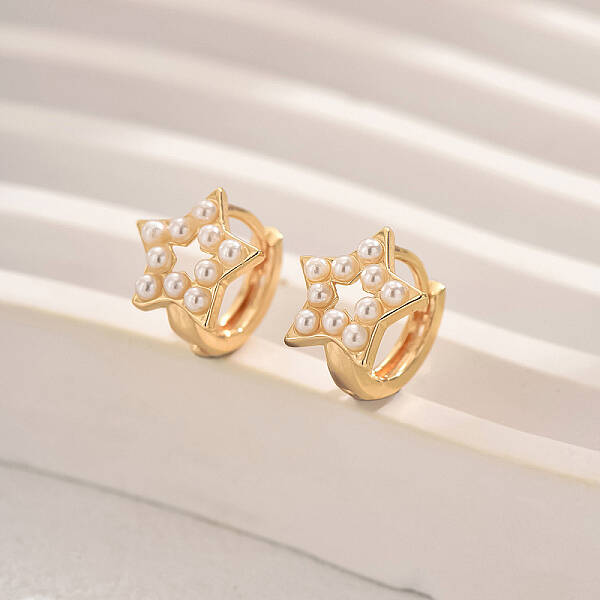 Star Brass Hoop Earrings for Women