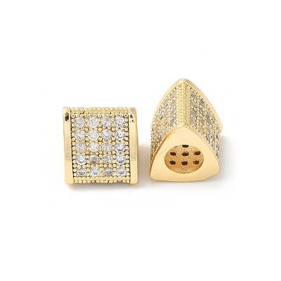 Brass Micro Pave Cubic Zirconia European Beads