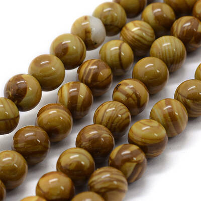 Natural Wood Lace Stone Round Bead Strands