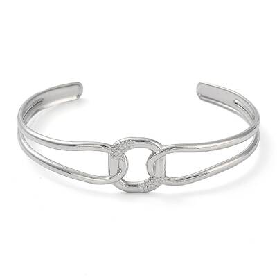 Non-Tarnish 304 Stainless Steel Hollow Rectangle Cuff Bangle for Women