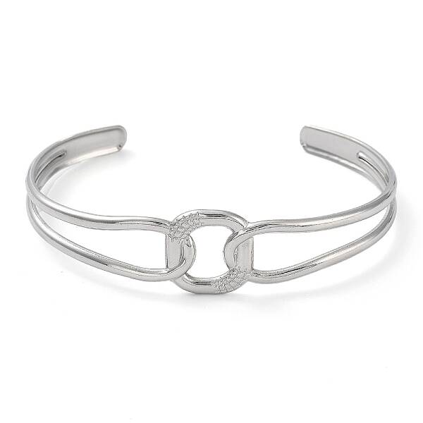 Non-Tarnish 304 Stainless Steel Hollow Rectangle Cuff Bangle for Women