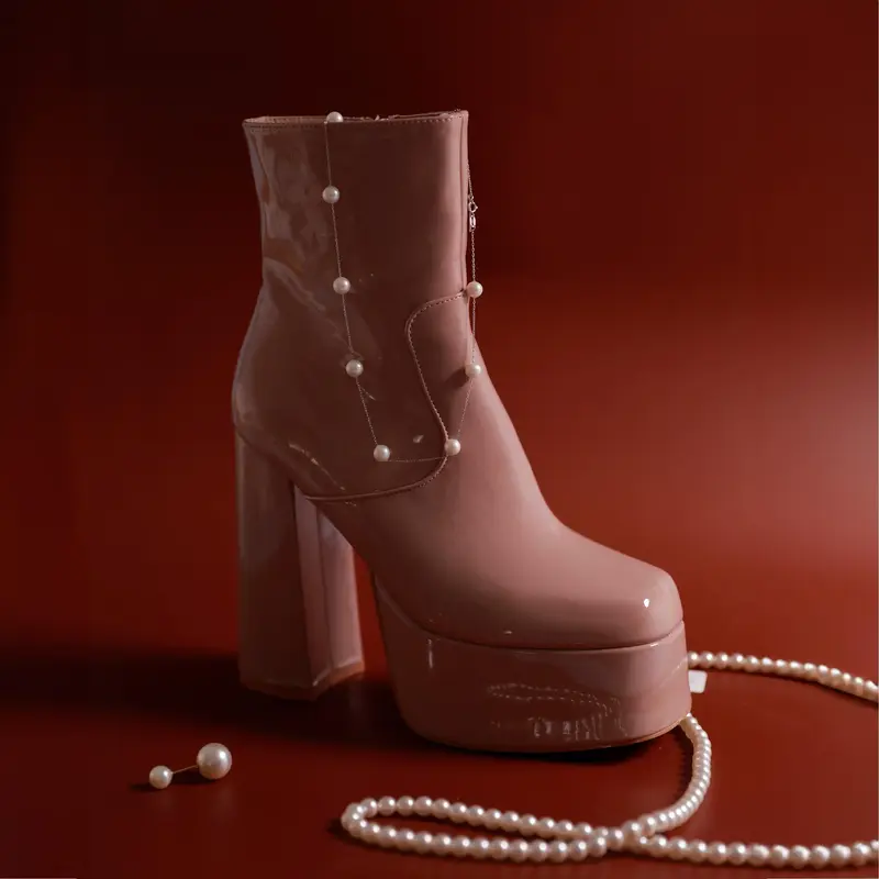 Belovley Women's Ankle Boots - 5 Inch Chunky Heel Platform Combat Style Shoe Girl Footwear Walking Shoes Comfort Pu Arch Brid...