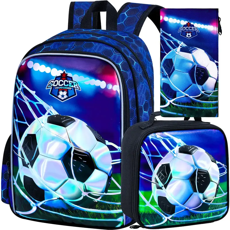 3PCS Football Backpacks for Boys, 16\