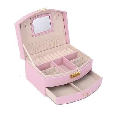 2-Tier Imitatoin Leather Jewelry Organizer Storage Drawer Boxes