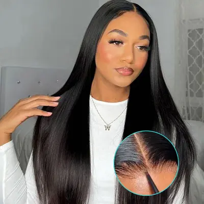 Straight Hair Ready To Wear Pre Cut 5x8 HD Transparent Lace Closure Glueless Wig