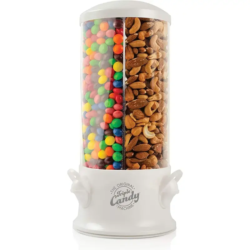 Handy Gourmet Original Triple Machine-Fun Candy & Nut Dispenser New & Improved Pearl White Standard Viral Candy Machine Conta...