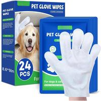 24 Pcs Pet Glove Wipes for Dogs and Cats,Cleaning & Deodorizing Bathing Grooming Wipes,Unscented Thick Nourish Fur Glove Wipe...