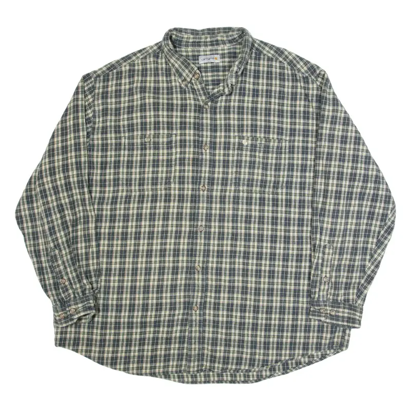 CARHARTT Mens Flannel Shirt Blue Check Long Sleeve 3XL