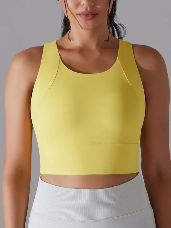 Women's Solid Push Up Sports Bra, Breathable Seamless Sports Vest, Gym Clothes, Ladies Sportswear for Indoor Outdoor Wear Va...