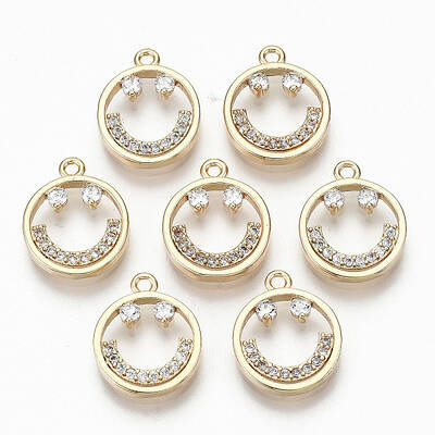 Brass Micro Pave Clear Cubic Zirconia Charms